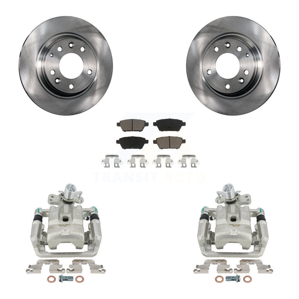 Rear Disc Brake Caliper Rotor Ceramic Pad Kit For Ford Fusion Mazda 6 Lincoln MKZ Zephyr KC8-100617C
