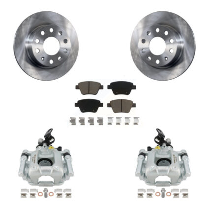 Rear Disc Brake Caliper Rotors And Ceramic Pads Kit For Volkswagen Audi A3 Eos GTI KC8-100689C