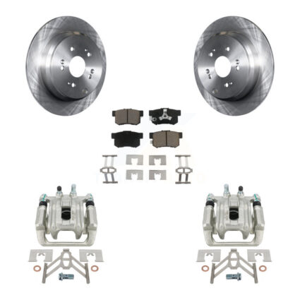 Rear Disc Brake Caliper Rotors And Ceramic Pads Kit For 2005-2006 Honda CR-V KC8-100712C