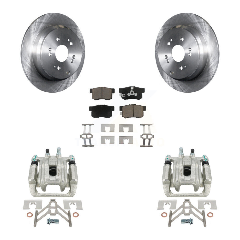 Rear Disc Brake Caliper Rotors And Ceramic Pads Kit For 2005-2006 Honda CR-V KC8-100712C