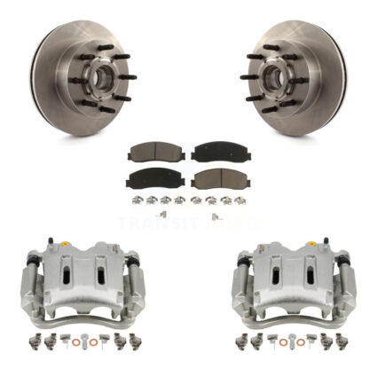 Front Disc Brake Caliper Rotors And Ceramic Pads Kit For Ford F-350 Super Duty F-250 RWD KC8-100724C