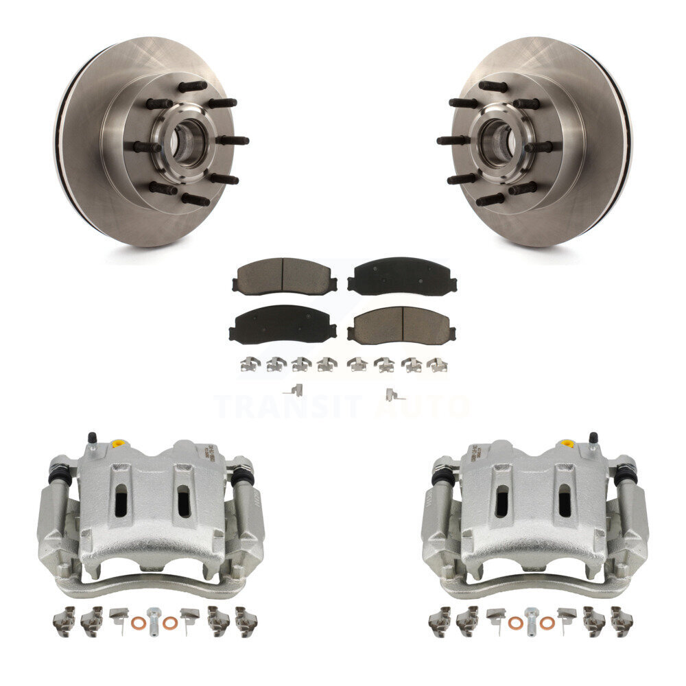 Front Disc Brake Caliper Rotors And Ceramic Pads Kit For Ford F-350 Super Duty F-250 RWD KC8-100724C