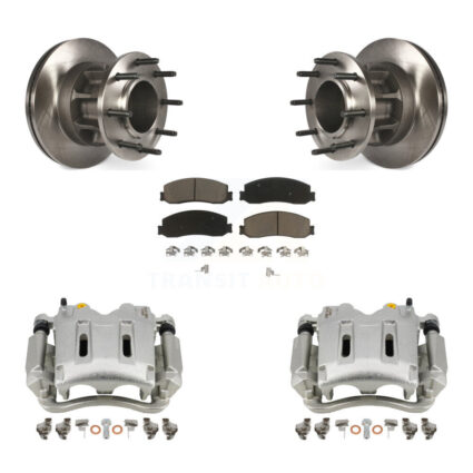 Front Disc Brake Caliper Rotor & Ceramic Pad Kit For 2011-2012 Ford F-250 Super Duty RWD KC8-100725C
