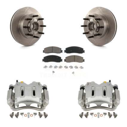 Front Disc Brake Caliper Rotors And Ceramic Pads Kit For Ford F-250 Super Duty F-350 RWD KC8-100726C