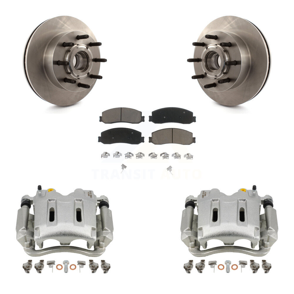 Front Disc Brake Caliper Rotors And Ceramic Pads Kit For Ford F-250 Super Duty F-350 RWD KC8-100726C