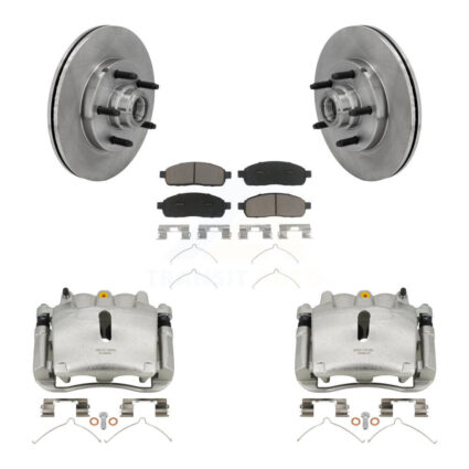 Front Disc Brake Caliper Rotor Ceramic Pad Kit For 2004 Ford F-150 RWD With 5 Lug Wheels KC8-100728C