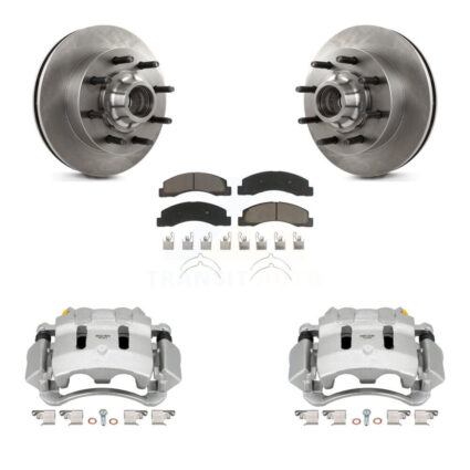 Front Disc Brake Caliper Rotor Ceramic Pad Kit For Ford F-350 Super Duty F-250 Excursion KC8-100740C