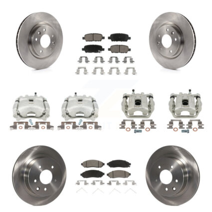 Front Rear Disc Brake Caliper Rotors And Ceramic Pads Kit (10Pc) For Nissan LEAF KC8-100946C