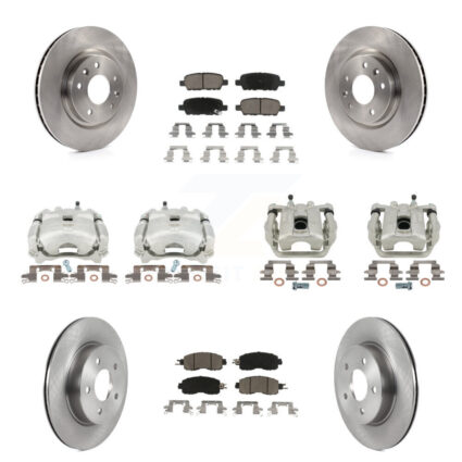 Front Rear Disc Brake Caliper Rotors And Ceramic Pads Kit (10Pc) For Nissan LEAF KC8-100947C