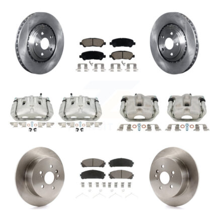 Front Rear Disc Brake Caliper Rotors And Ceramic Pads Kit (10Pc) For Toyota Highlander KC8-100950C