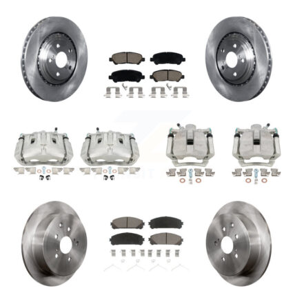 Front Rear Disc Brake Caliper Rotors And Ceramic Pads Kit (10Pc) For Toyota Highlander KC8-100954C