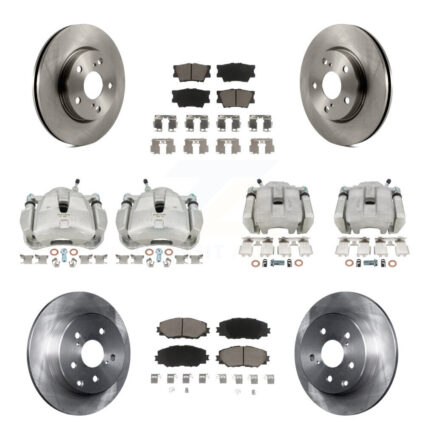 Front Rear Disc Brake Caliper Rotors And Ceramic Pads Kit (10Pc) For Toyota RAV4 LE KC8-100965C