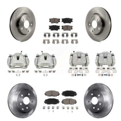 Front Rear Disc Brake Caliper Rotors Ceramic Pad Kit (10Pc) For 2014-2015 Toyota RAV4 LE KC8-100966C