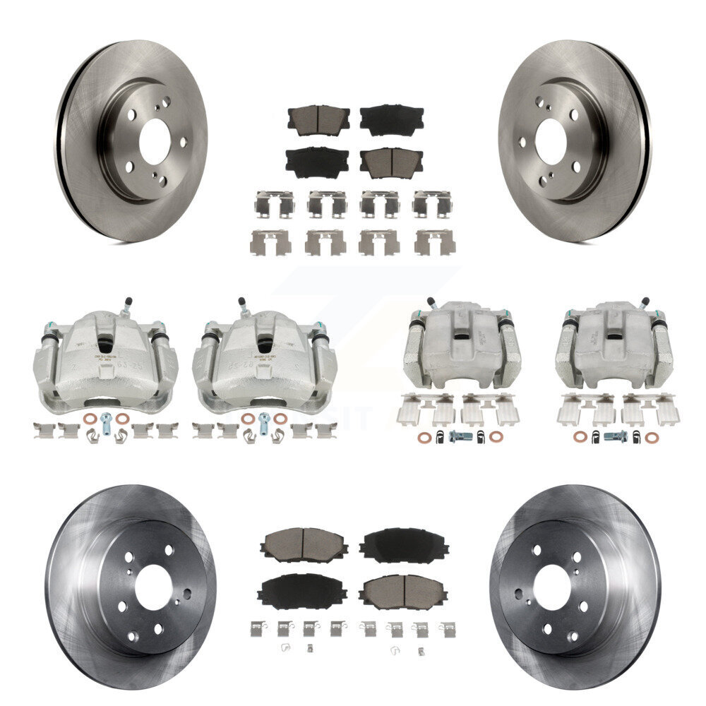 Front Rear Disc Brake Caliper Rotors Ceramic Pad Kit (10Pc) For 2014-2015 Toyota RAV4 LE KC8-100967C