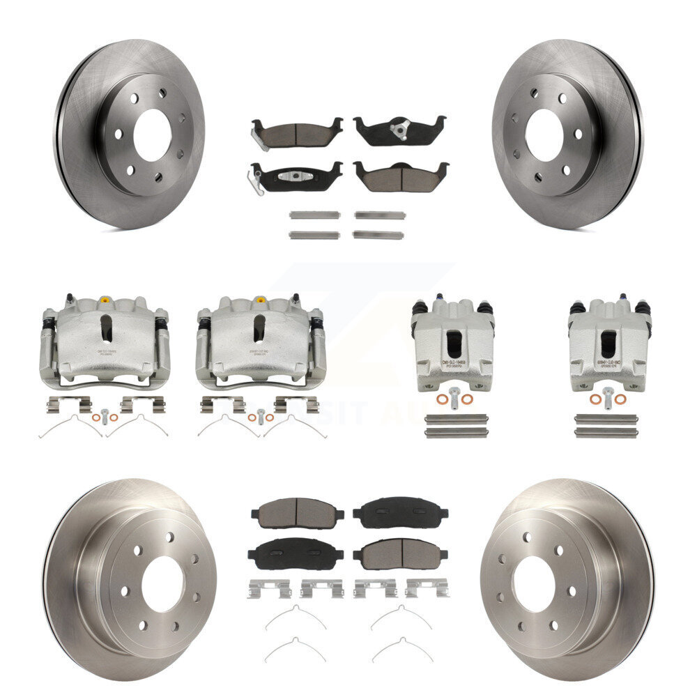 Front Rear Brake Caliper Rotor Ceramic Pad Kit (10Pc) For Ford F-150 Lincoln Mark LT 4WD KC8-100977C