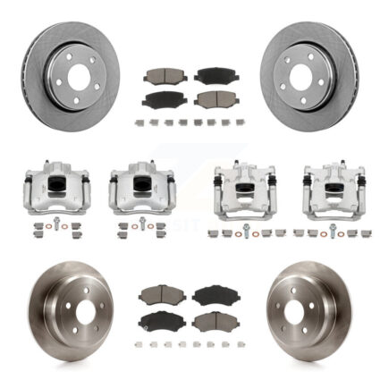 Front Rear Disc Brake Caliper Rotors And Ceramic Pads Kit (10Pc) For Jeep Wrangler KC8-100986C