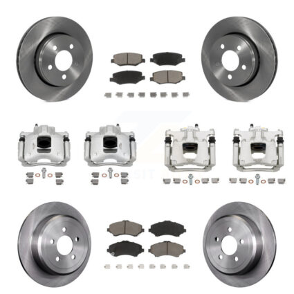 Front Rear Disc Brake Caliper Rotors And Ceramic Pads Kit (10Pc) For Dodge Nitro KC8-100987C