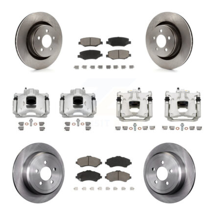 Front Rear Disc Brake Caliper Rotors And Ceramic Pads Kit (10Pc) For Dodge Nitro KC8-100988C