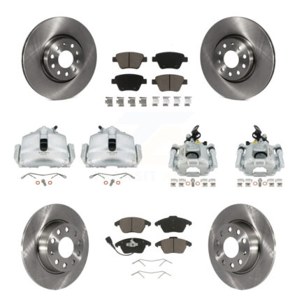 Front Rear Disc Brake Caliper Rotors And Ceramic Pads Kit (10Pc) For Volkswagen GTI KC8-100992C