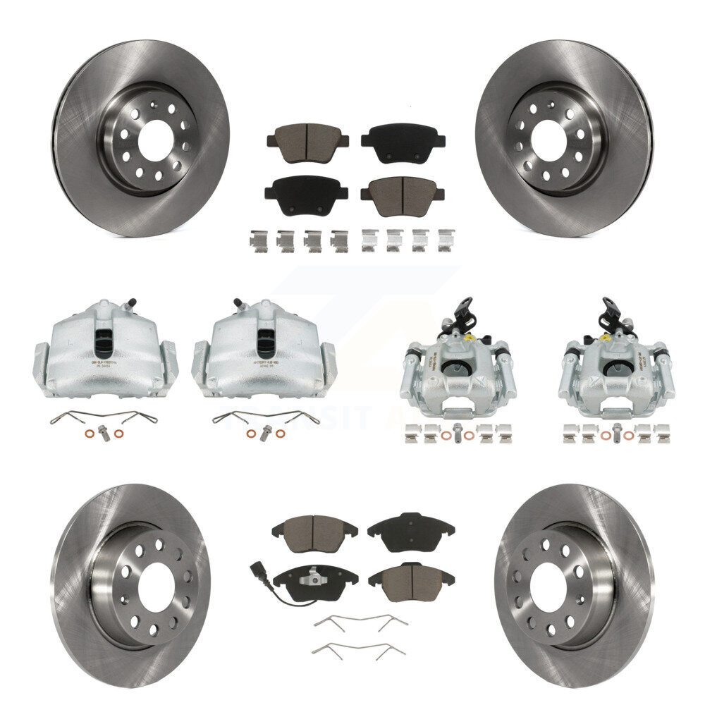 Front Rear Disc Brake Caliper Rotors And Ceramic Pads Kit (10Pc) For Volkswagen GTI KC8-100992C