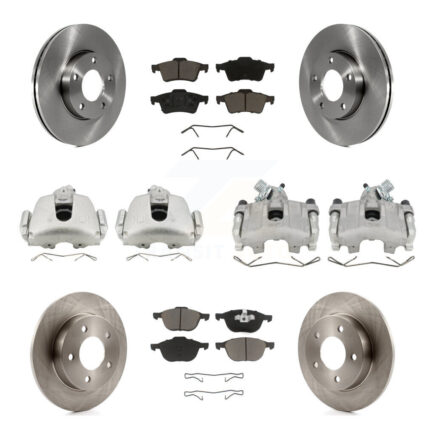 Front Rear Disc Brake Caliper Rotors And Ceramic Pads Kit (10Pc) For 2005 Mazda 3 2.0L KC8-101010C