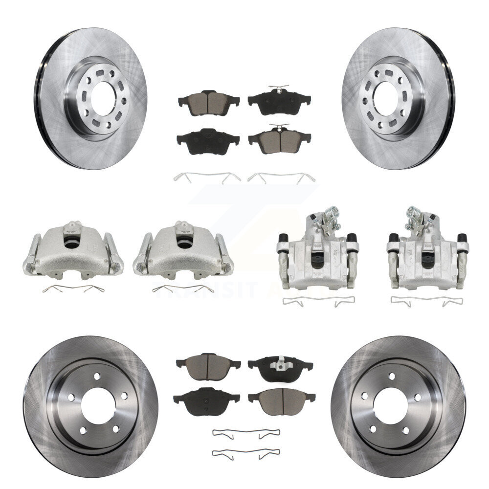 Front Rear Disc Brake Caliper Rotors And Ceramic Pads Kit (10Pc) For Mazda 3 Sport KC8-101011C