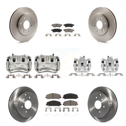 Front Rear Disc Brake Caliper Rotors And Ceramic Pads Kit (10Pc) For Suzuki Equator KC8-101023C