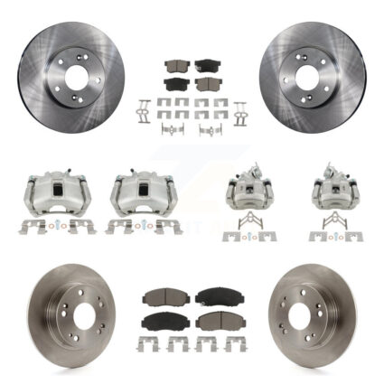 Front Rear Disc Brake Caliper Rotors And Ceramic Pads Kit (10Pc) For Honda Accord KC8-101025C