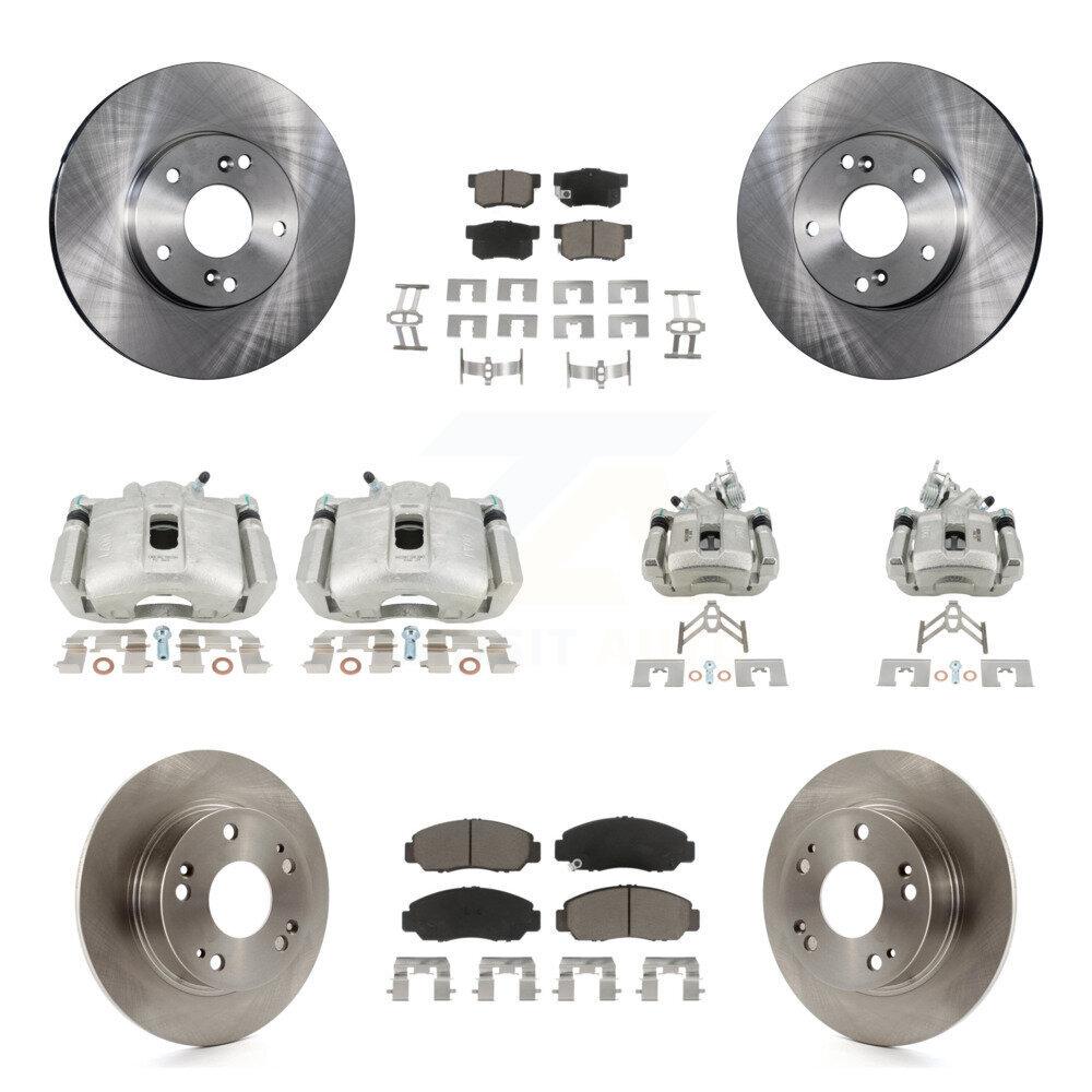 Front Rear Disc Brake Caliper Rotors And Ceramic Pads Kit (10Pc) For Honda Accord KC8-101027C