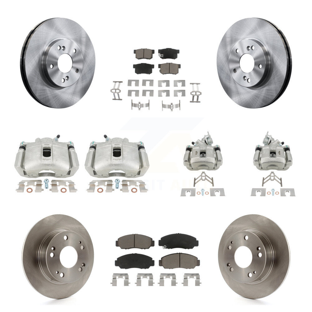 Front Rear Disc Brake Caliper Rotors And Ceramic Pads Kit (10Pc) For Honda Accord KC8-101029C
