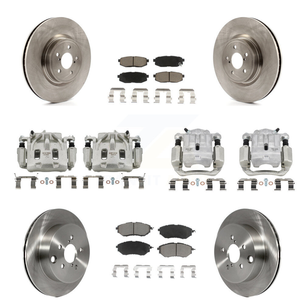 Front Rear Brake Caliper Rotor Ceramic Pad Kit (10Pc) For 2014-2018 Subaru Forester 2.0L KC8-101051C
