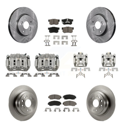 Front Rear Disc Brake Caliper Rotors Ceramic Pad Kit (10Pc) For 2012 Honda Crosstour FWD KC8-101056C