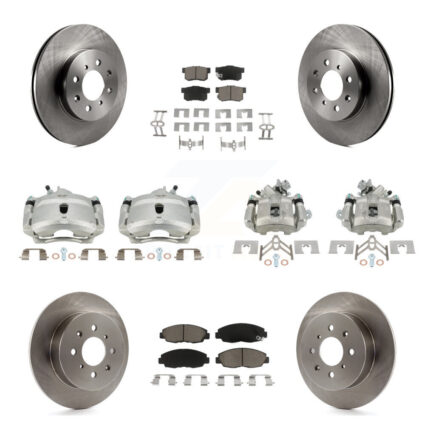 Front Rear Disc Brake Caliper Rotors And Ceramic Pads Kit (10Pc) For Honda Civic KC8-101066C