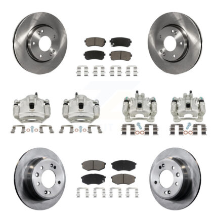 Front Rear Brake Caliper Rotors & Ceramic Pad Kit (10Pc) For Hyundai Tucson Kia Sportage KC8-101073C