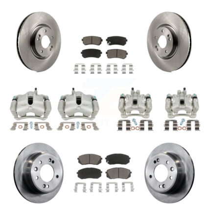 Front Rear Disc Brake Caliper Rotors And Ceramic Pads Kit (10Pc) For Hyundai Tucson KC8-101075C