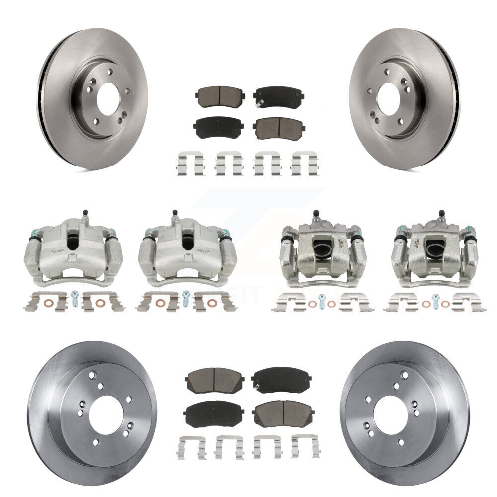 Front Rear Brake Caliper Rotors Ceramic Pad Kit (10Pc) For 16 Kia Sportage AWD with 2.4L KC8-101076C