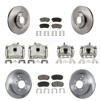 Front Rear Brake Caliper Rotors Ceramic Pad Kit (10Pc) For 16 Kia Sportage AWD with 2.4L KC8-101080C