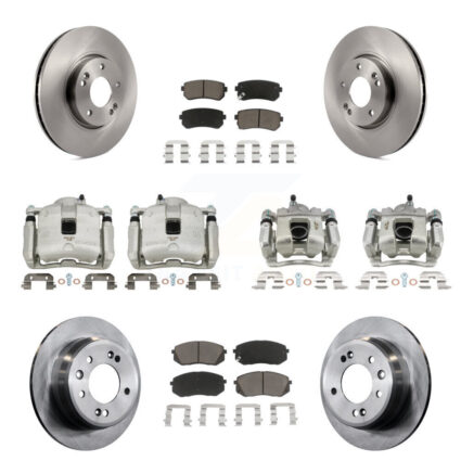 Front Rear Brake Caliper Rotors Ceramic Pad Kit (10Pc) For 16 Kia Sportage FWD with 2.4L KC8-101083C