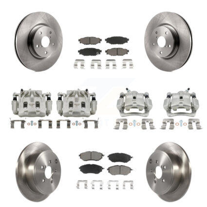 Front Rear Disc Brake Caliper Rotors And Ceramic Pads Kit (10Pc) For Subaru WRX KC8-101084C