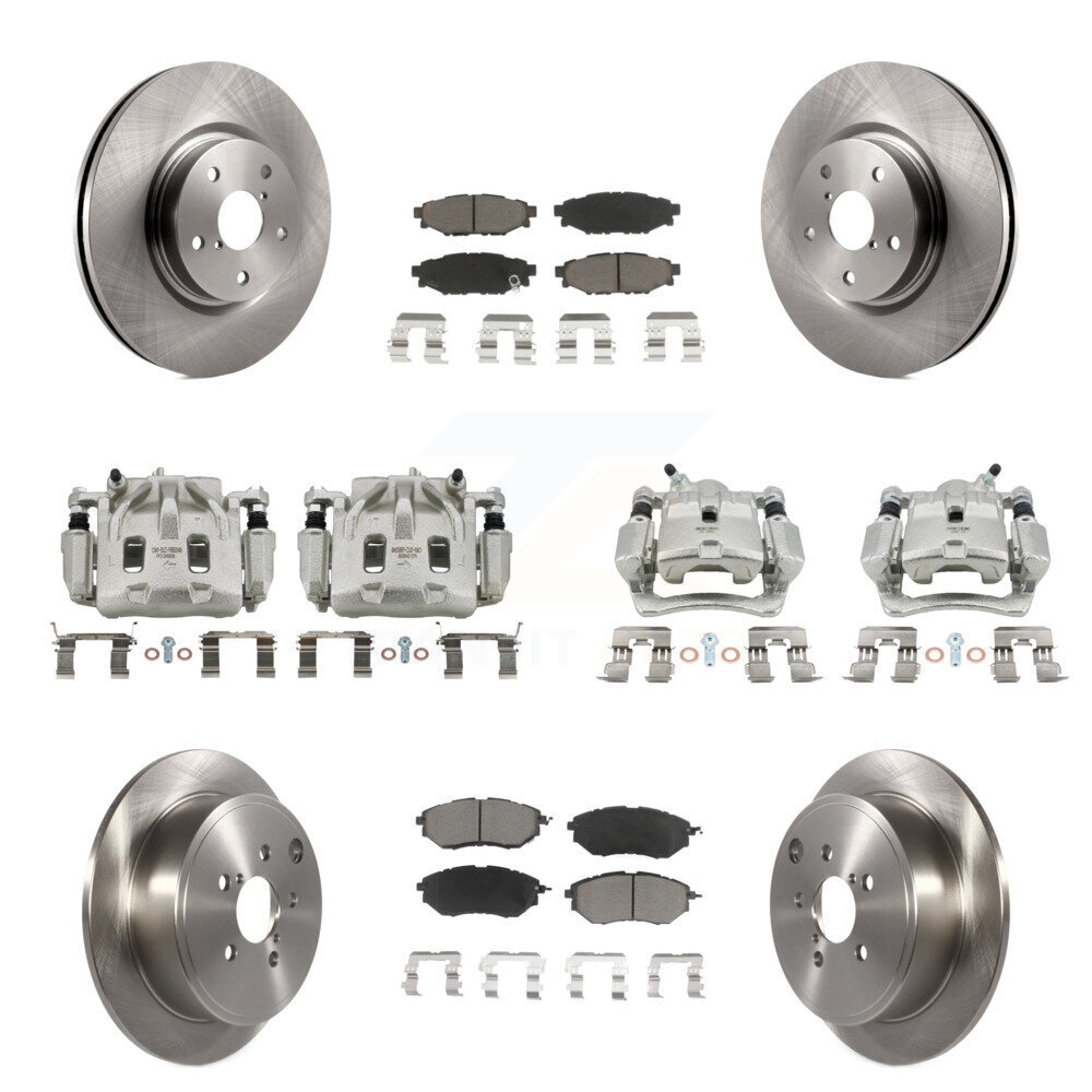 Front Rear Disc Brake Caliper Rotors And Ceramic Pads Kit (10Pc) For Subaru WRX KC8-101084C