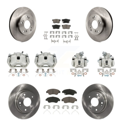 Front Rear Disc Brake Caliper Rotors Ceramic Pad Kit (10Pc) For 2013-2015 Acura ILX 1.5L KC8-101086C