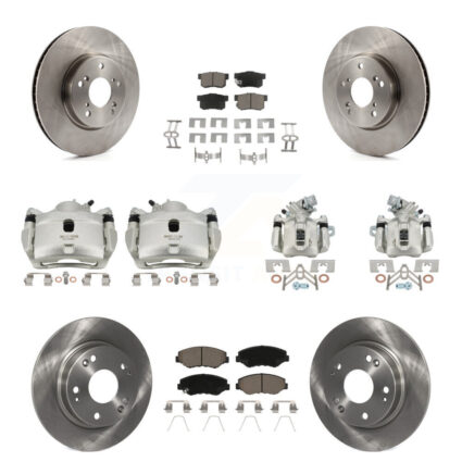 Front Rear Disc Brake Caliper Rotors And Ceramic Pads Kit (10Pc) For Honda Civic KC8-101089C