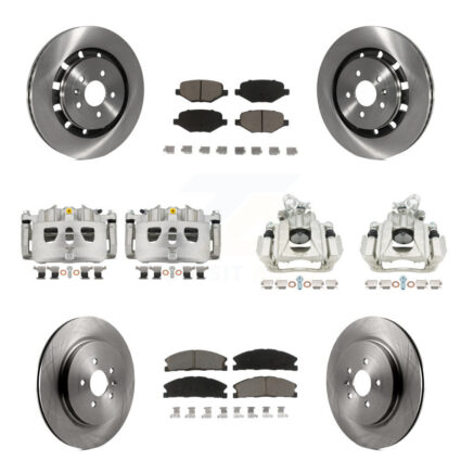 Front Rear Disc Brake Caliper Rotors And Ceramic Pads Kit (10Pc) For 2016 Lincoln MKS KC8-101097C