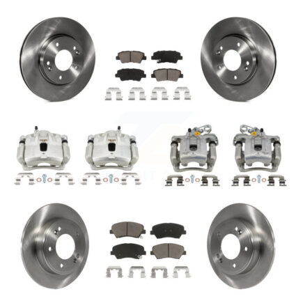 Front Rear Disc Brake Caliper Rotors And Ceramic Pads Kit (10Pc) For Hyundai Elantra KC8-101104C