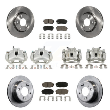 Front Rear Disc Brake Caliper Rotors And Ceramic Pads Kit (10Pc) For Hyundai Elantra KC8-101105C