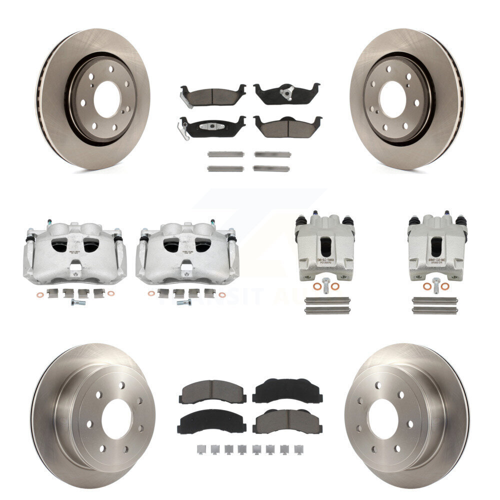 Front Rear Brake Caliper Rotor & Ceramic Pad Kit (10Pc) For Ford F-150 With 7 Lug Wheels KC8-101108C