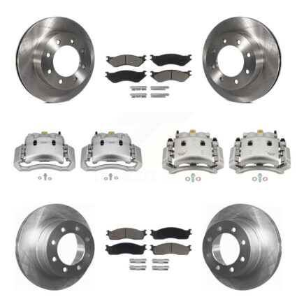 Front Rear Disc Brake Caliper Rotors And Ceramic Pads Kit (10Pc) For Dodge Ram 3500 KC8-101123C