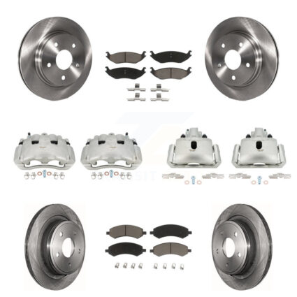 Front Rear Disc Brake Caliper Rotors And Ceramic Pads Kit (10Pc) For Dodge Ram 1500 KC8-101124C
