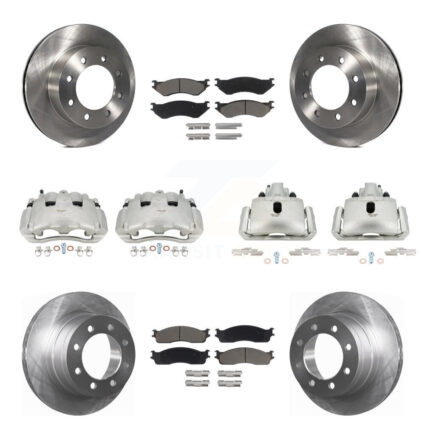 Front Rear Disc Brake Caliper Rotors And Ceramic Pads Kit (10Pc) For Dodge Ram 1500 KC8-101125C