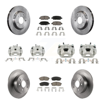 Front Rear Disc Brake Caliper Rotors And Ceramic Pads Kit (10Pc) For Nissan Sentra KC8-101128C